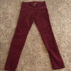 Women’s maroon corduroy skinny jean H&M size 4
